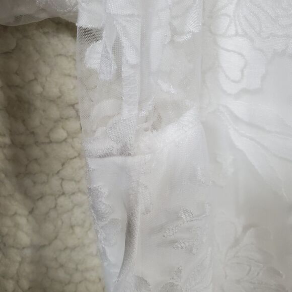 Siren Lily White Floral Lined Sheer Lace 3/4 Sleeve Open V Neck Blouse 2X - Picture 10 of 16